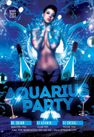 Aquarius Party V2 psd flyer template