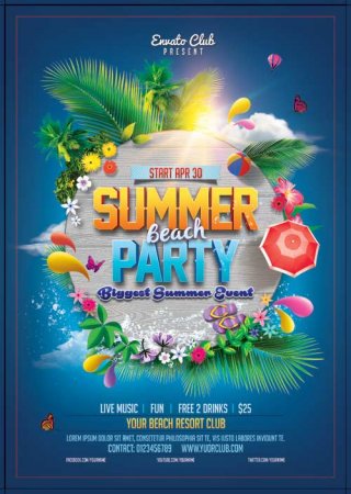 Summer Beach Party psd flyer template