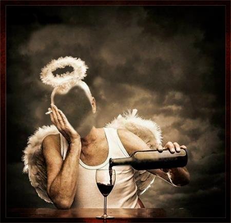 Фотошаблон для photoshop - Ангел с вином