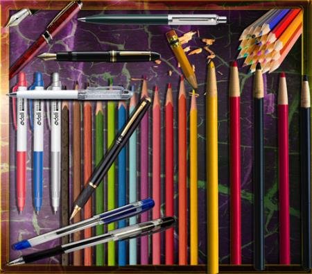 Растровые клипарты - Цветные карандаши и ручки