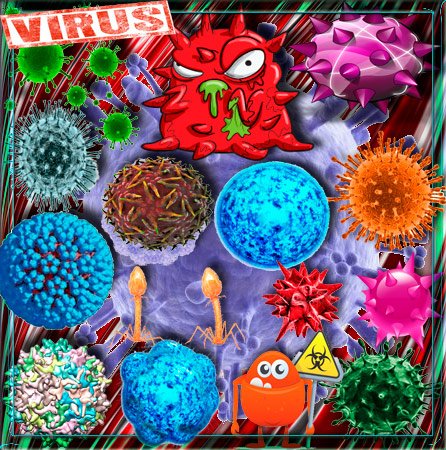 Прозрачные клипарты для фотошопа - Вирусы, коронавирусы